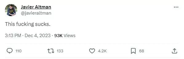 Javier Altman nahnevan&yacute; tweet