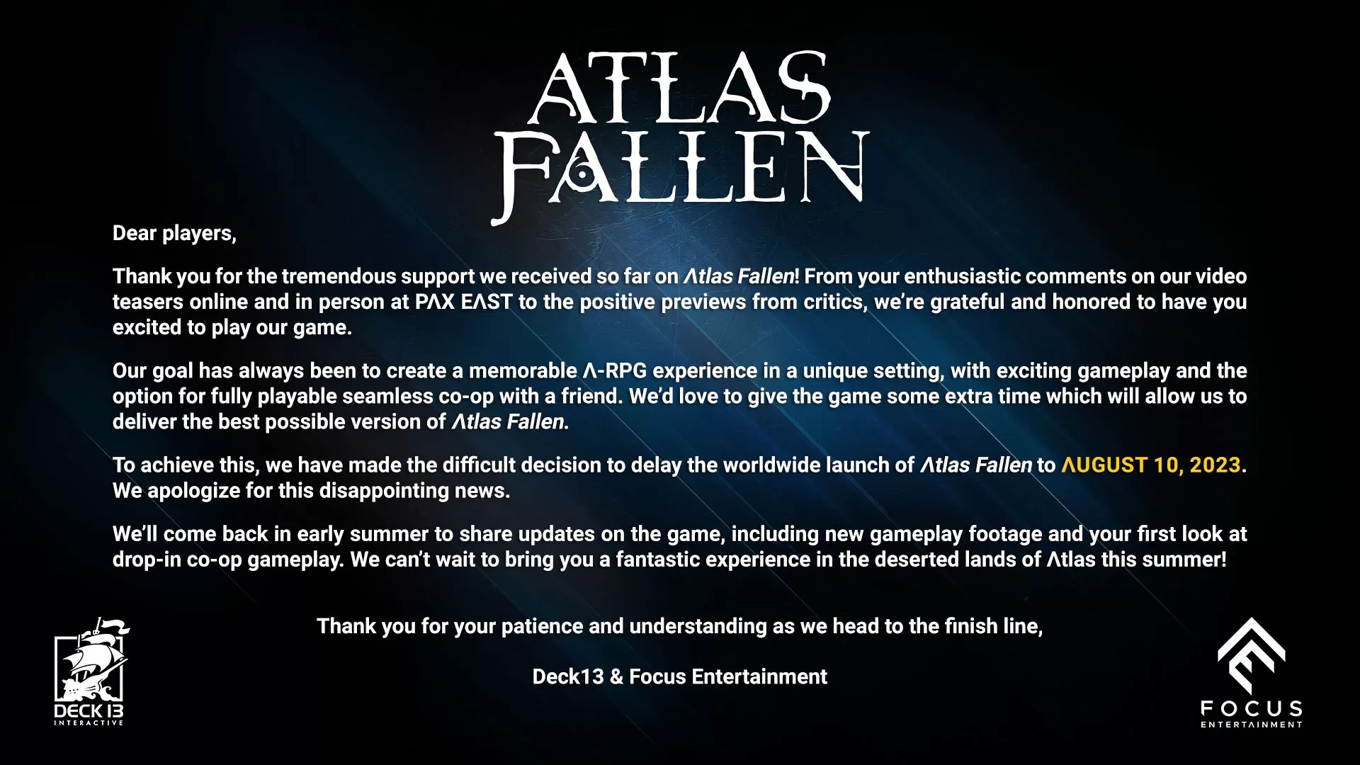 Atlas Fallen delay