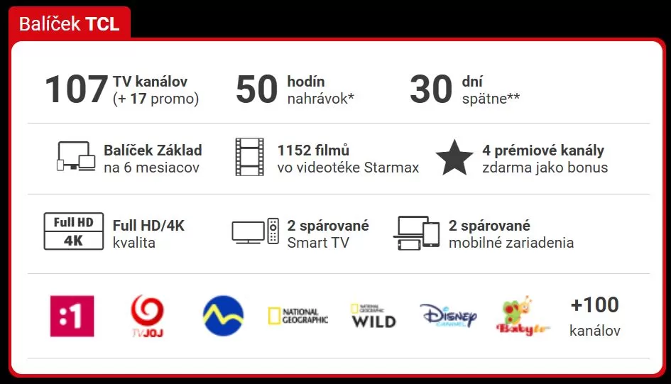 TCL bal&iacute;ček sledovanie TV