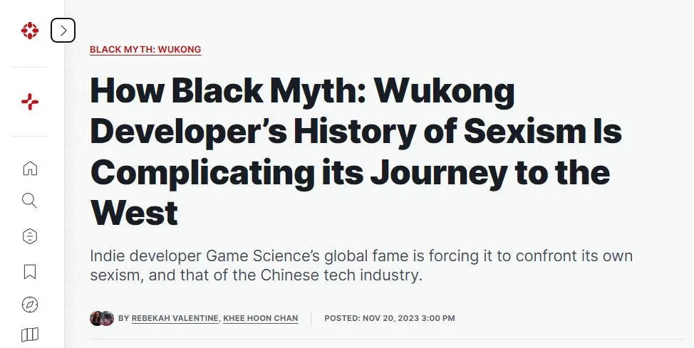Black Myth Wukong sexism IGN article