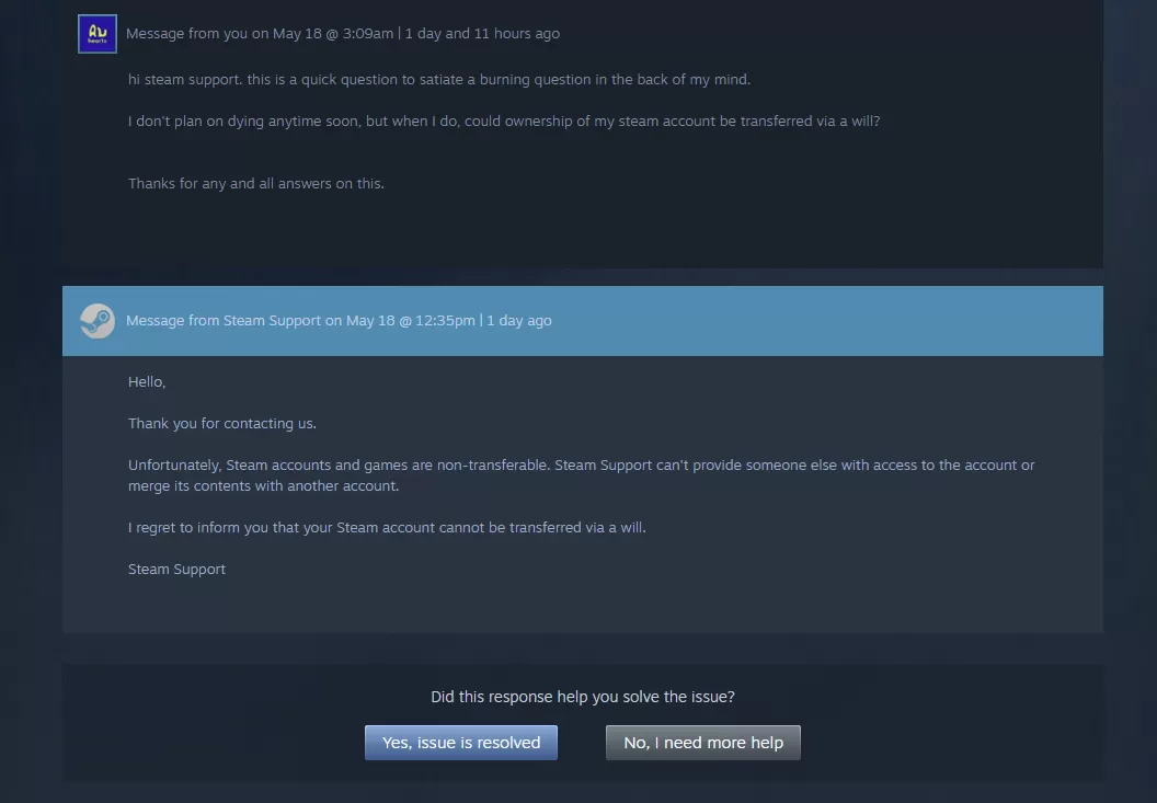 Steam &uacute;čet po smrti