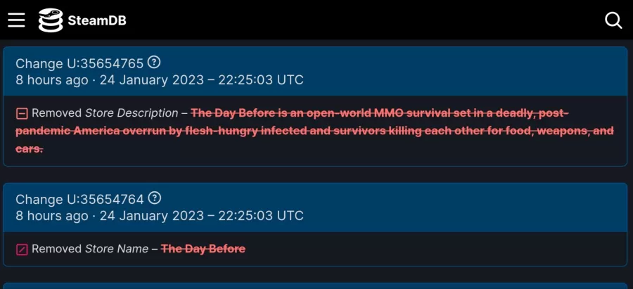 The Day Before Steam removed