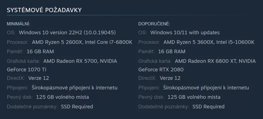 Starfield PC HW n&aacute;roky požiadavky