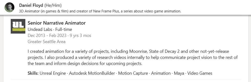 Daniel Floyd Undead Labs LinkedIn