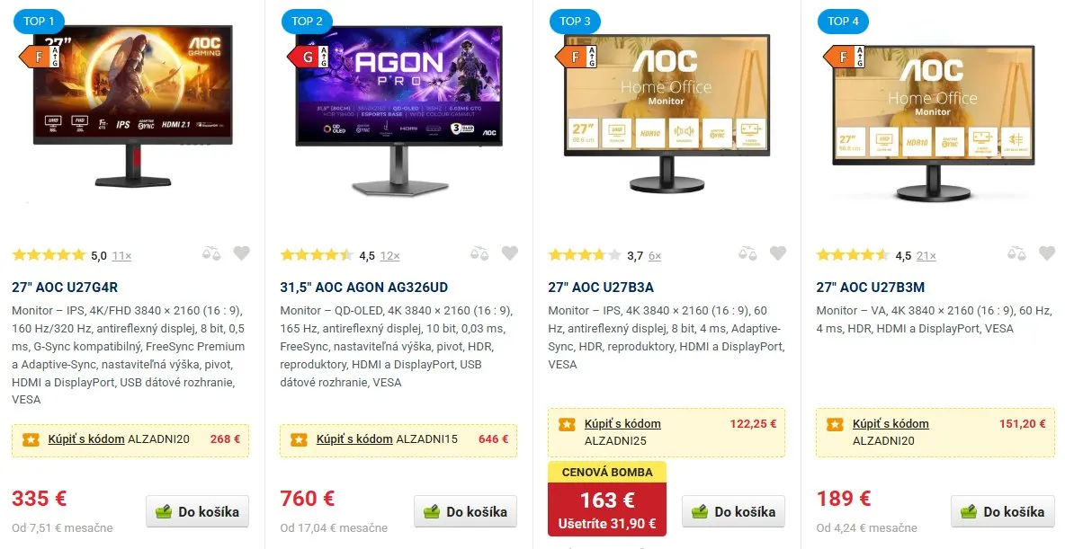 AOC monitory darček pre hr&aacute;ča