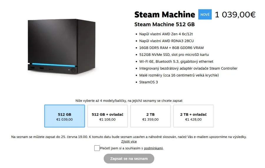 Steam Machine Cena